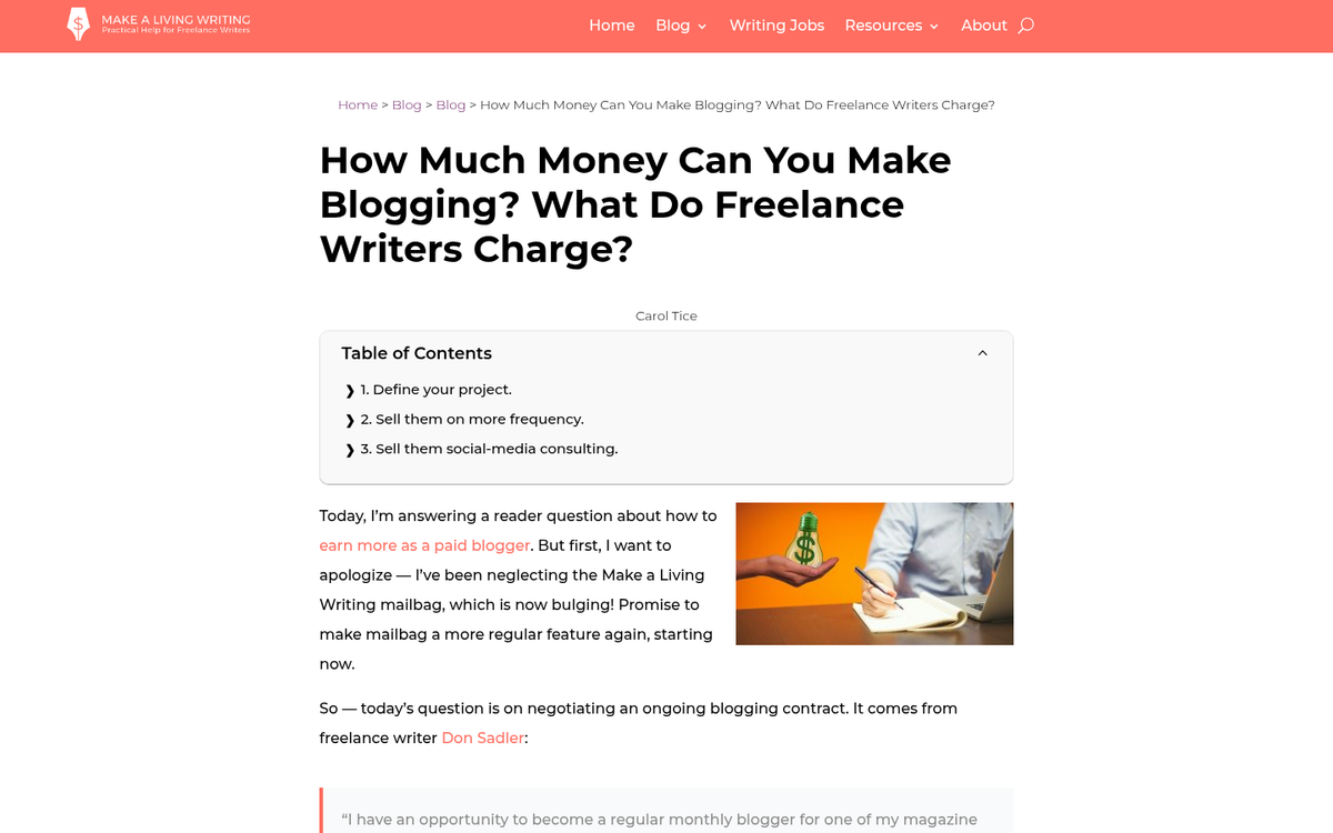 Mid tier blog content pricing breakdown