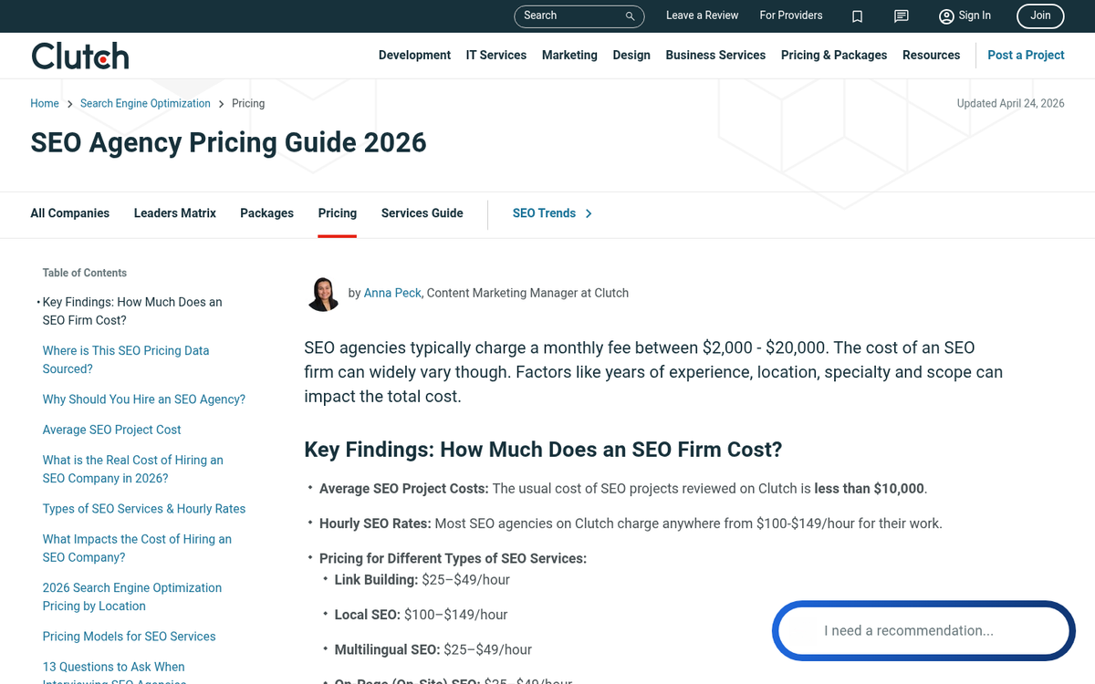 Premium blog content pricing tier breakdown
