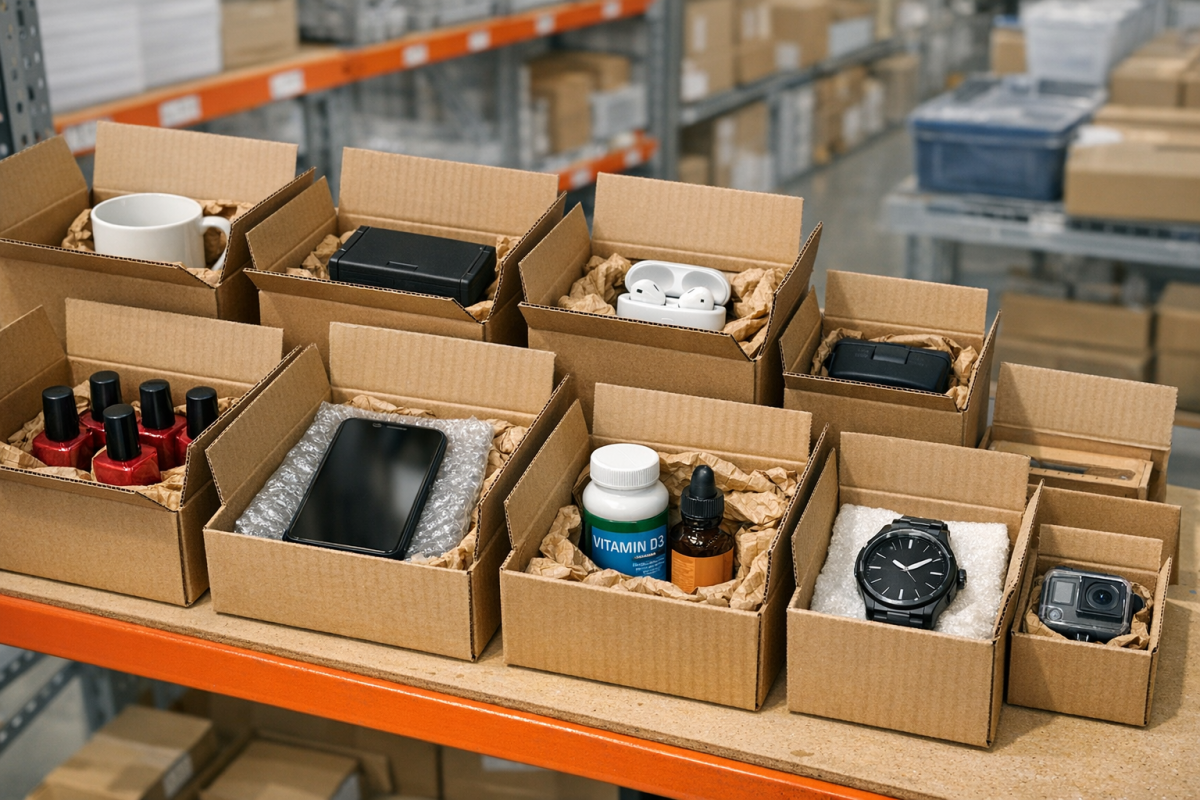 Compact product in minimal shipping box