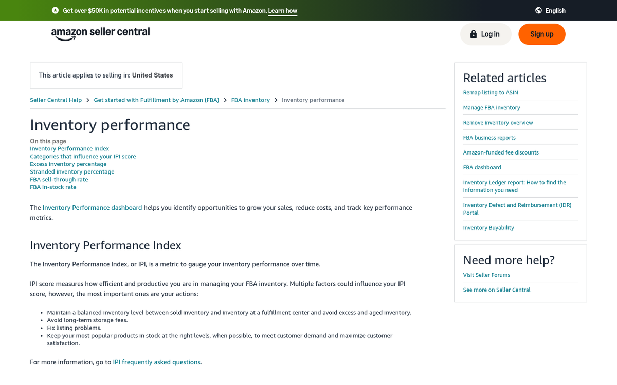 Amazon IPI score dashboard screenshot
