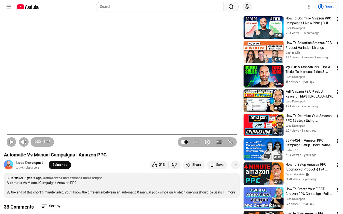 Amazon manual campaign setup interface