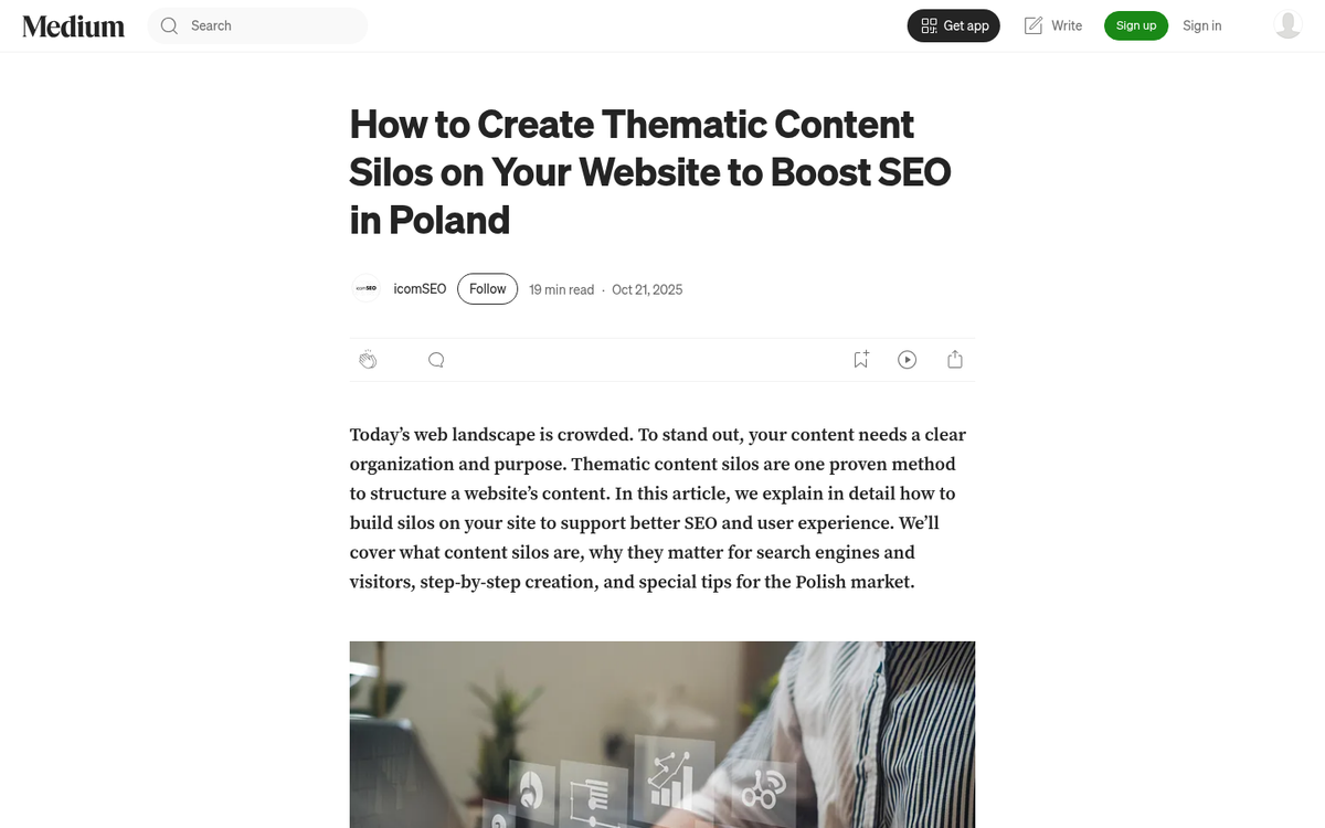 Website navigation menu showing silo structure