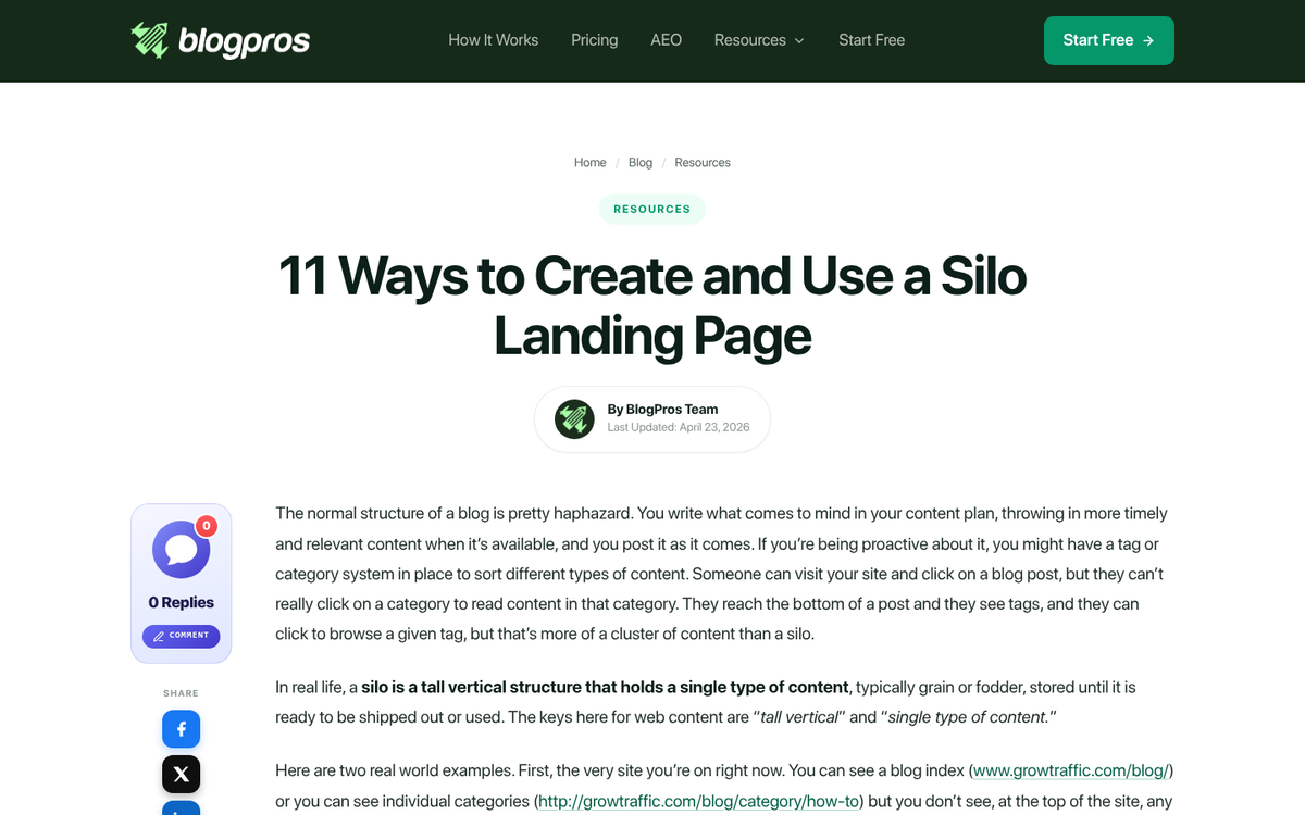 Themed silo landing page website screenshot