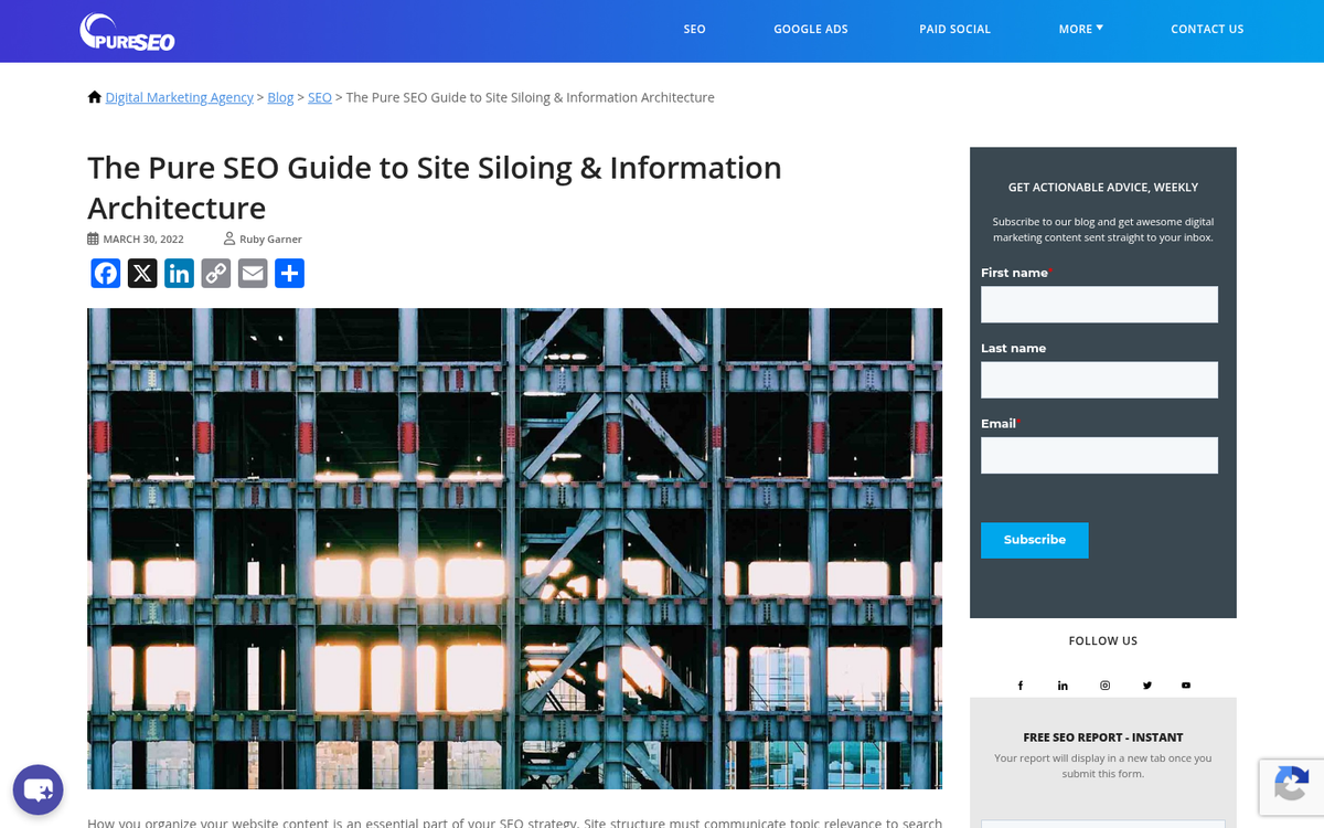 Pruning website silo structure diagram