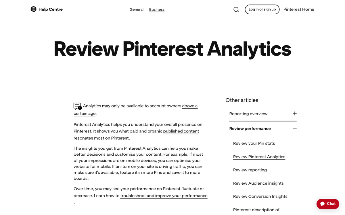 Pinterest video metrics analytics dashboard screenshot