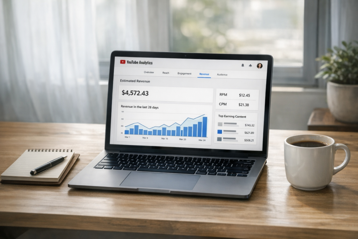 Dollar signs on a YouTube play button