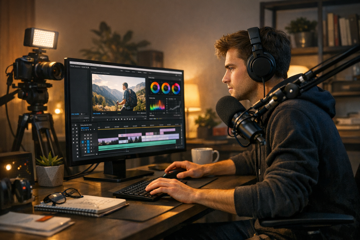 Person reviewing YouTube analytics on laptop