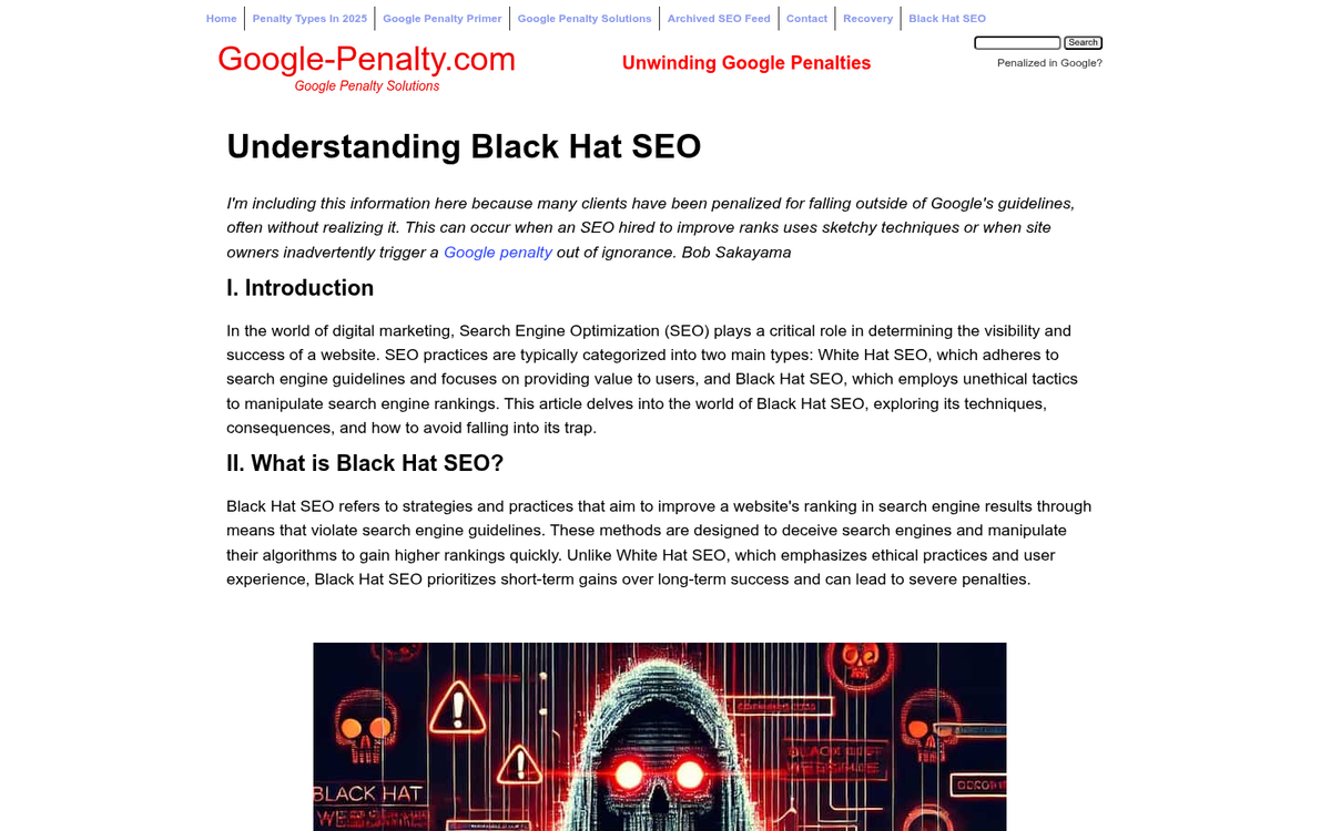 Warning sign for black hat SEO tactics