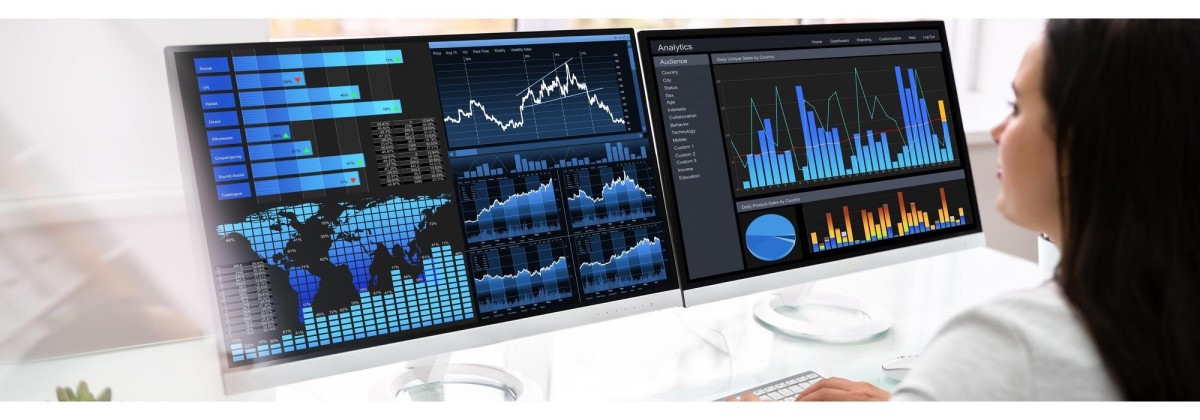 Person analyzing data charts and graphs