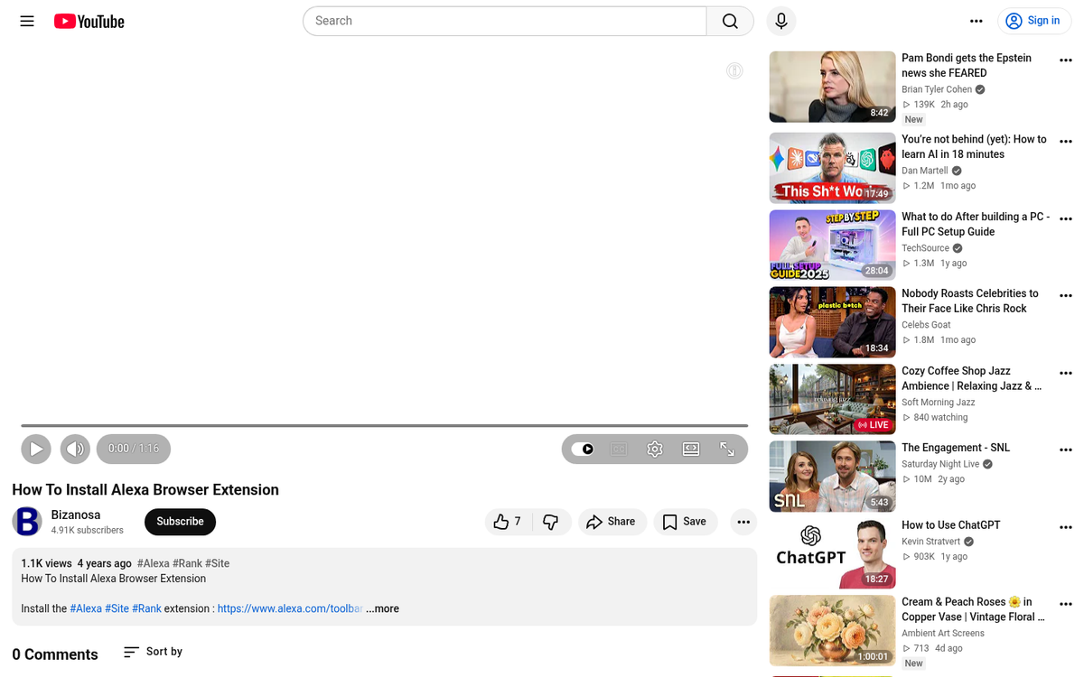 Alexa rank website showing poor traffic data