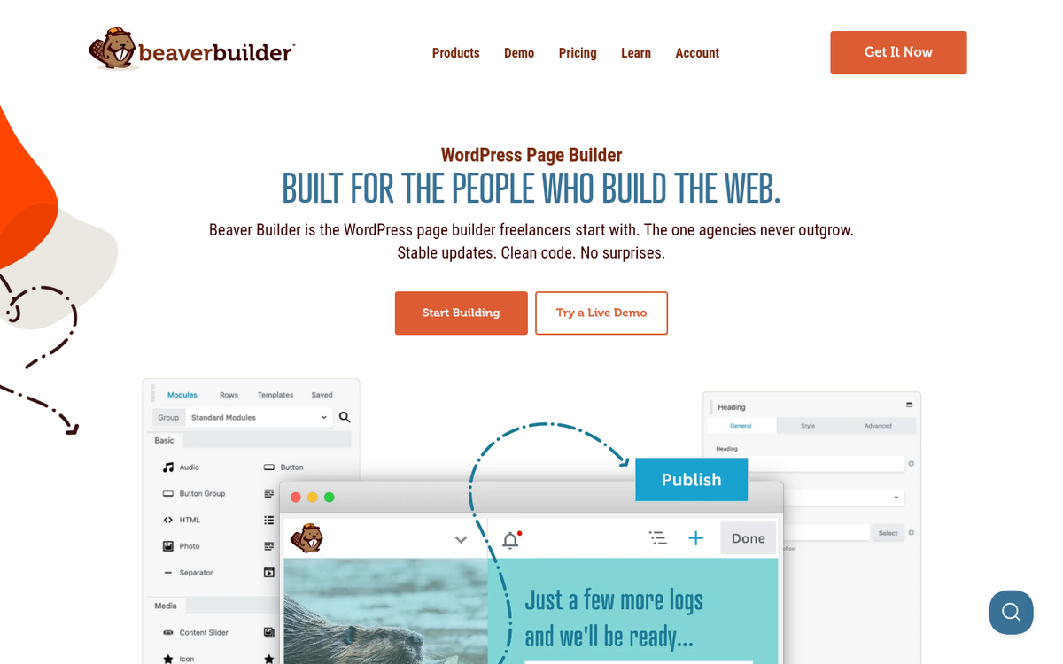 Beaver Builder landing page plugin interface