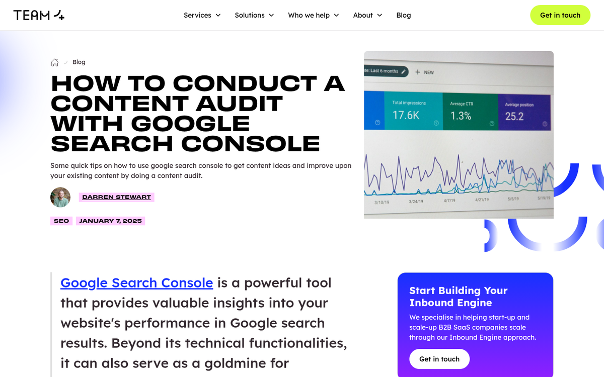 Website analytics dashboard showing traffic data