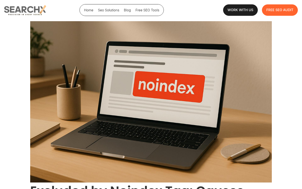 Website settings panel showing noindex tag options
