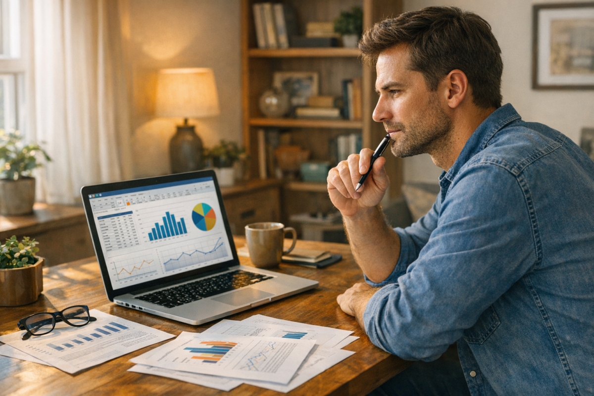 Person weighing options on a scale