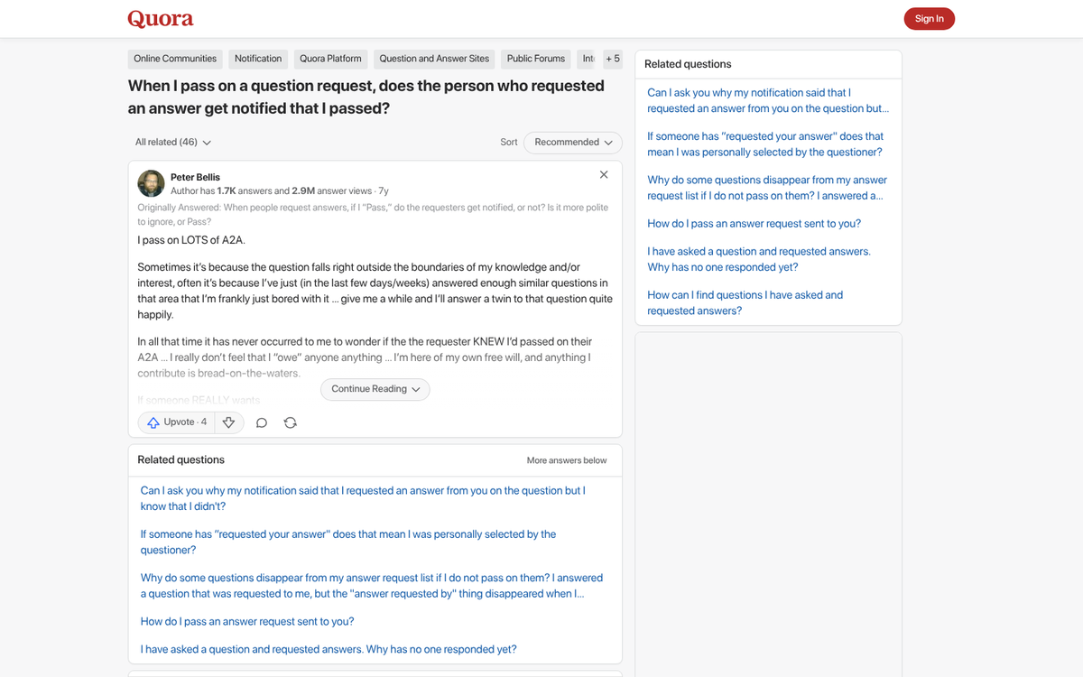 Quora direct question answer interface screenshot