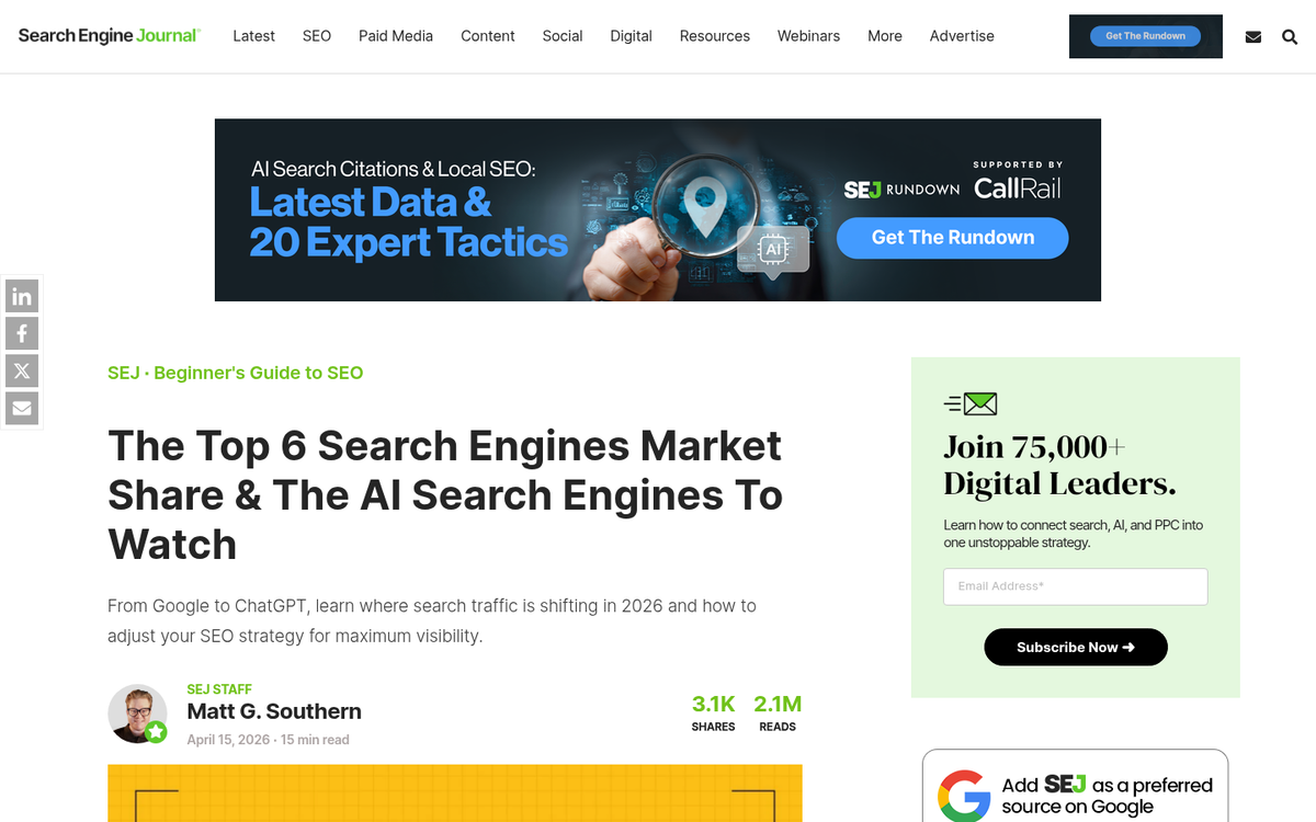 Alternative search engine website homepage screenshot
