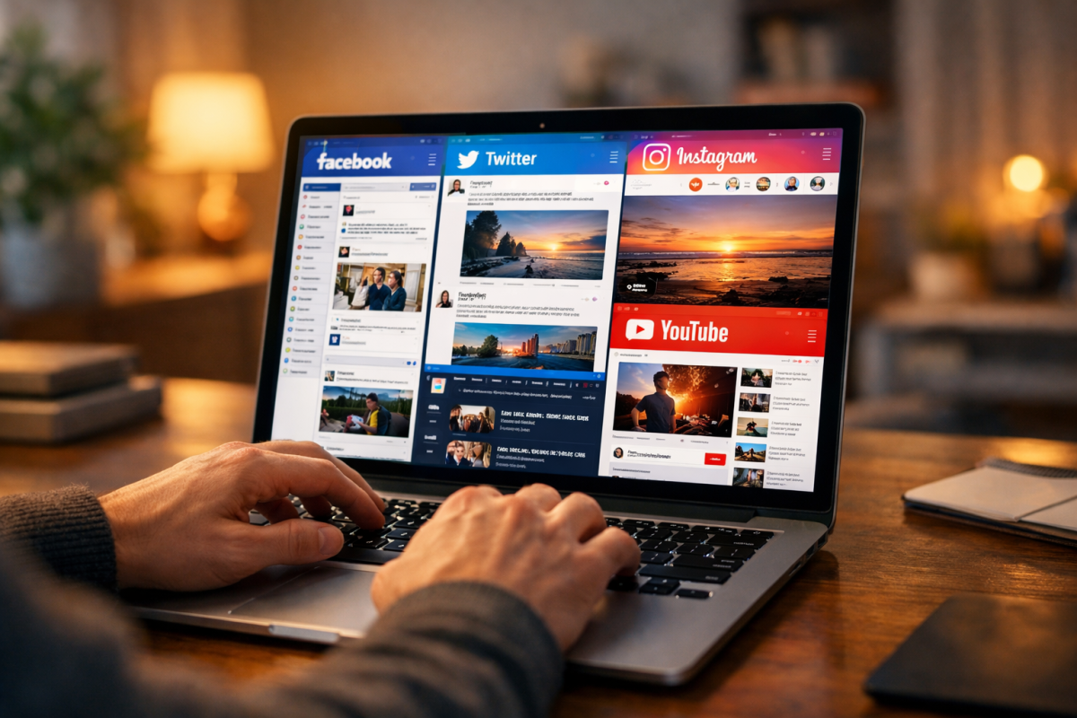 Social media icons on a smartphone screen