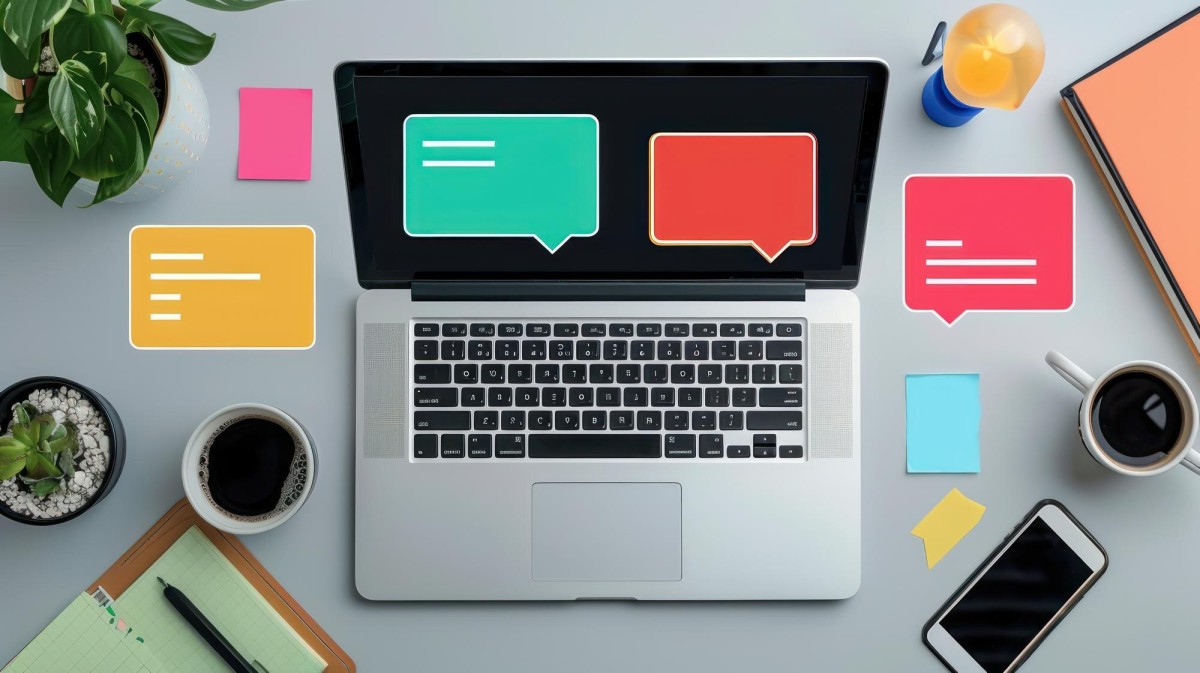 Person typing comment on blog post