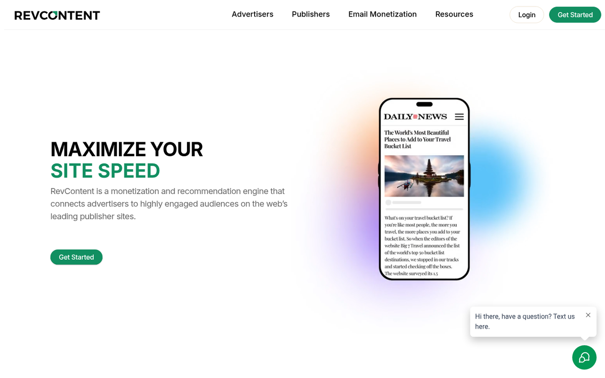 Revcontent ad network interface screenshot