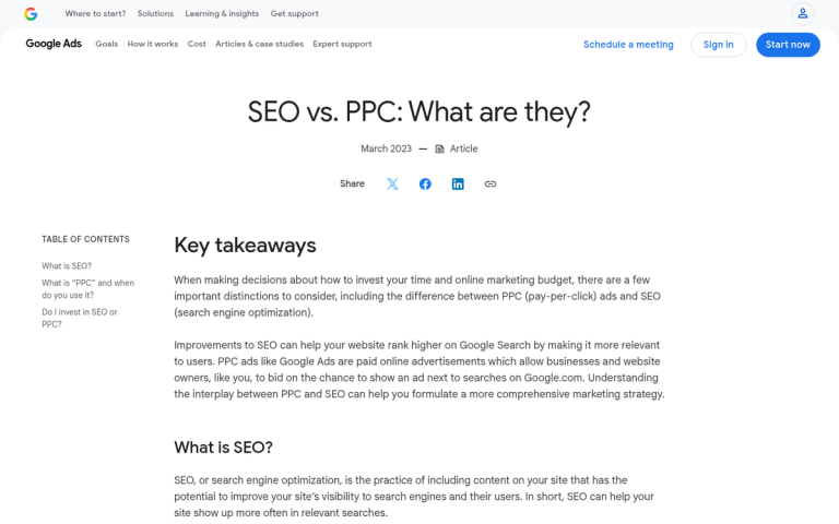 PPC and SEO traffic comparison chart