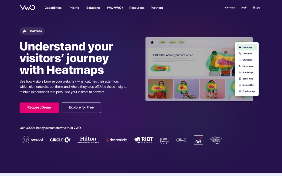 VWO Insights website heatmap visitor tracking tool