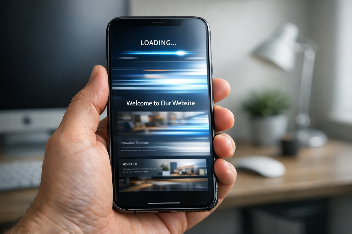 Website performance metrics dashboard on screen
