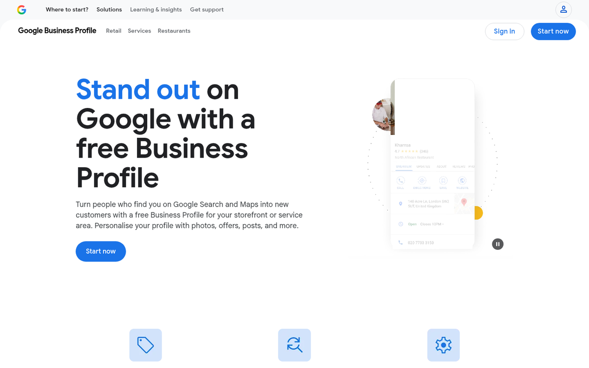 Google Business Profile listing on screen