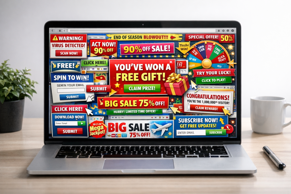 Megaphone blasting promotional messages at audience