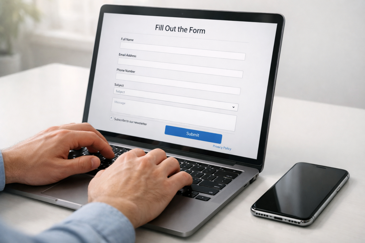 Lead generation form elements on landing page