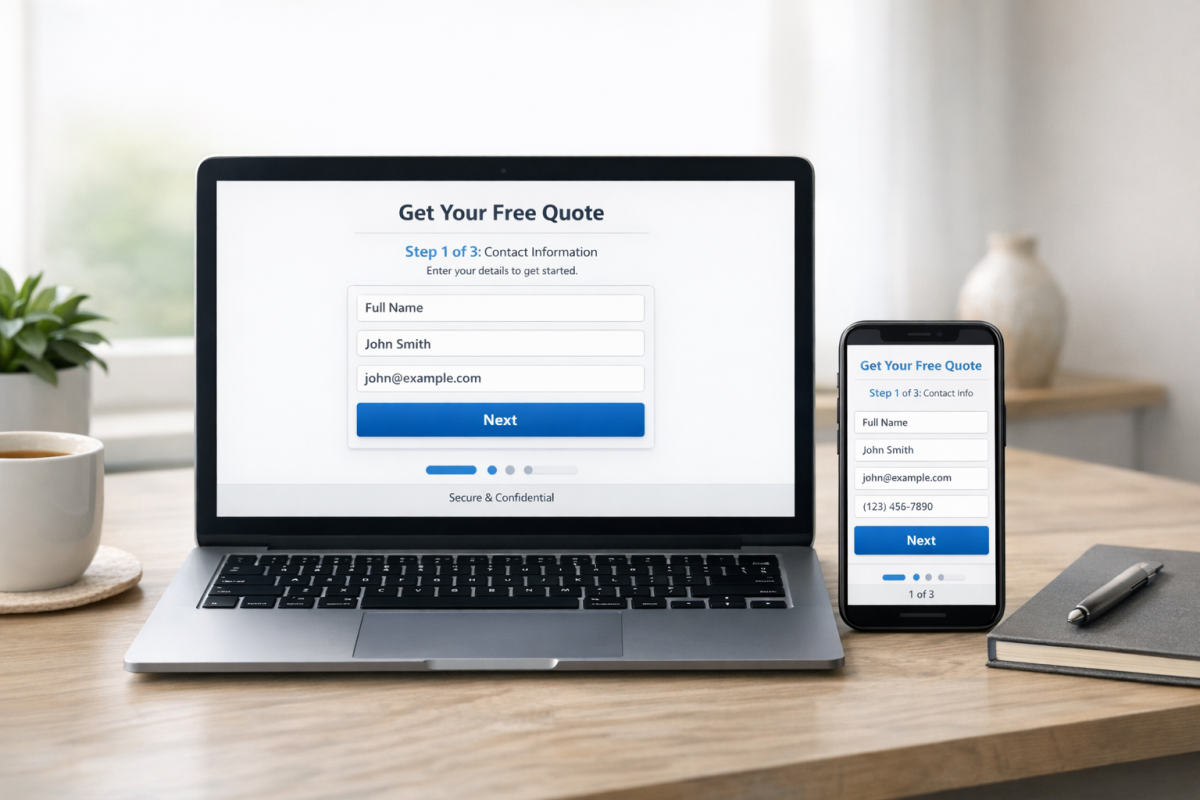 Lead generation form added to landing page