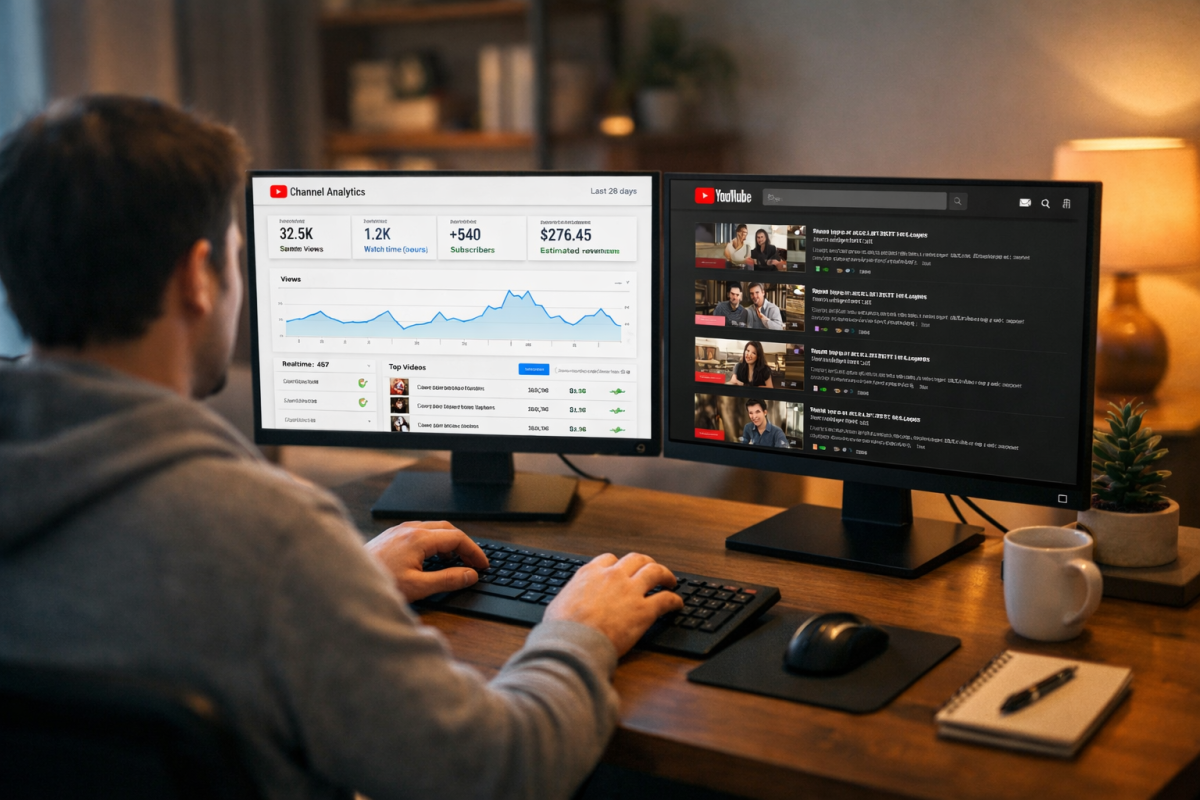 Person planning YouTube video content strategy