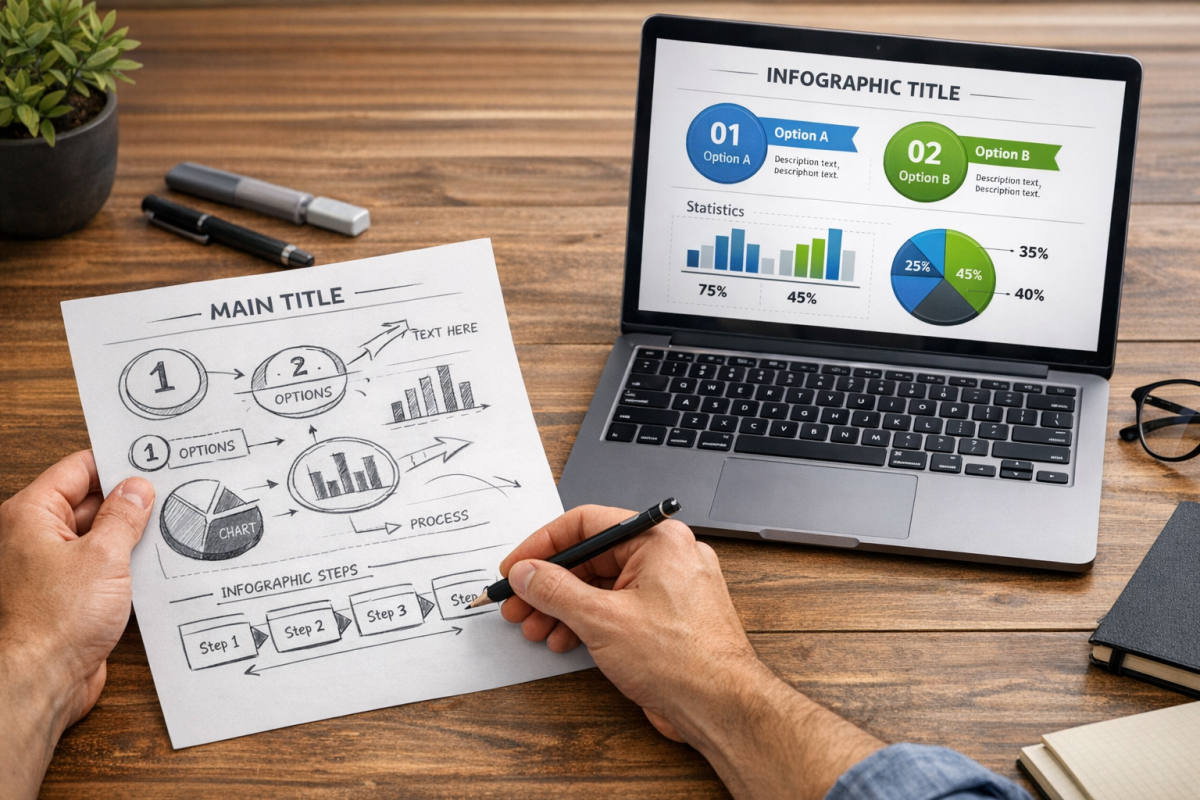 Simple versus complex infographic design comparison