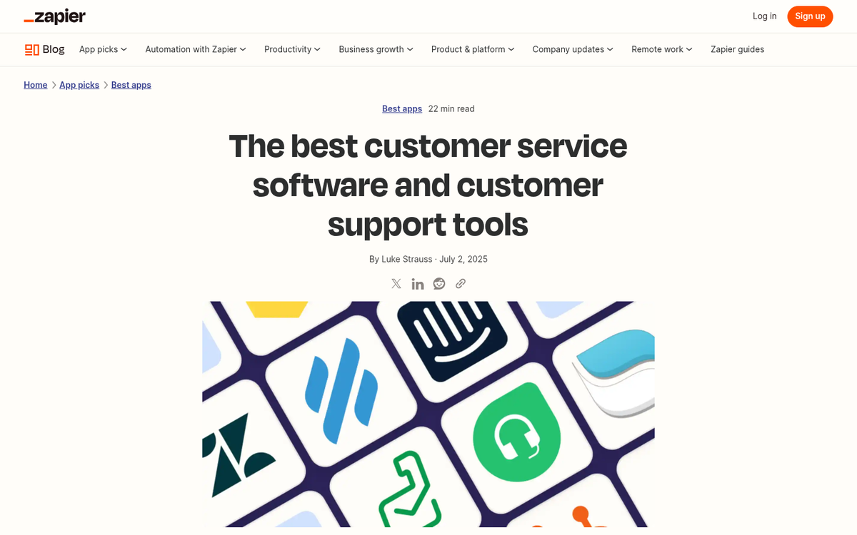 App documentation and support page screenshot
