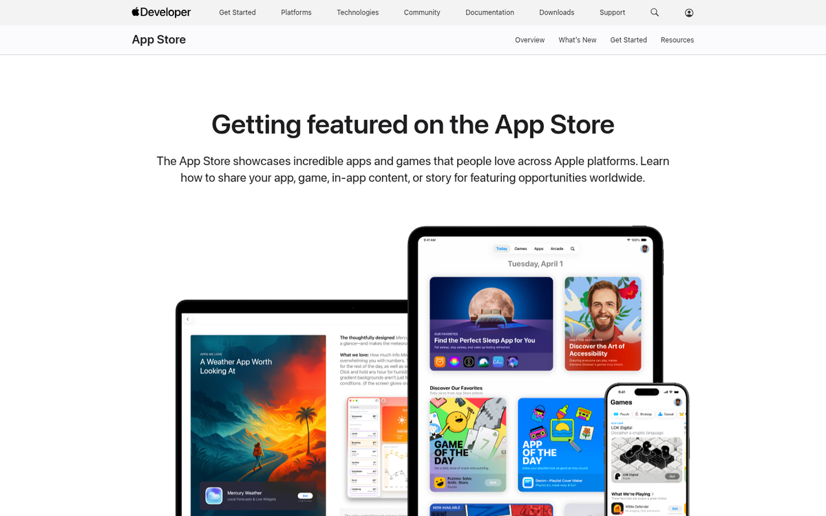 App store featured section showcase