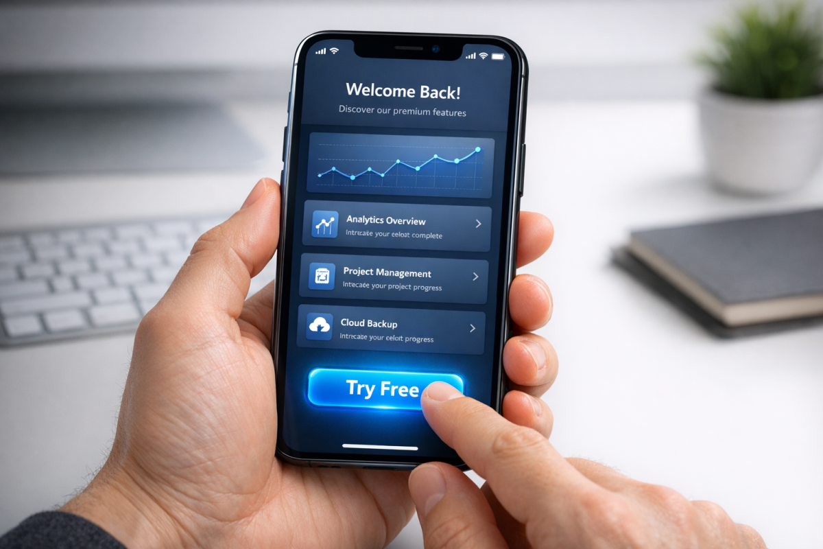 Free trial app download screen interface