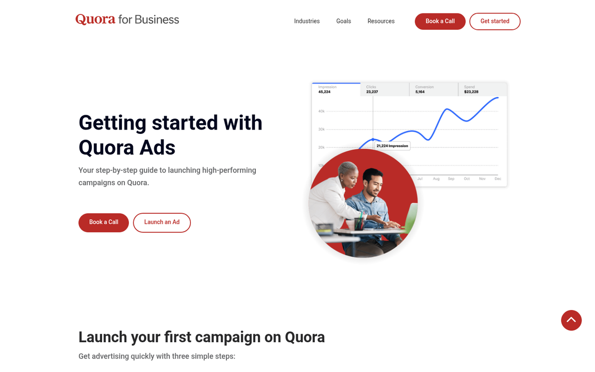 Quora ads dashboard comparison interface screenshot