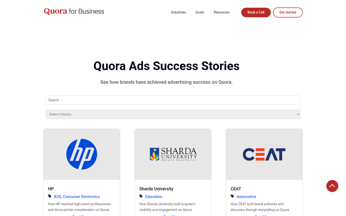 Quora advertising campaign performance results screenshot