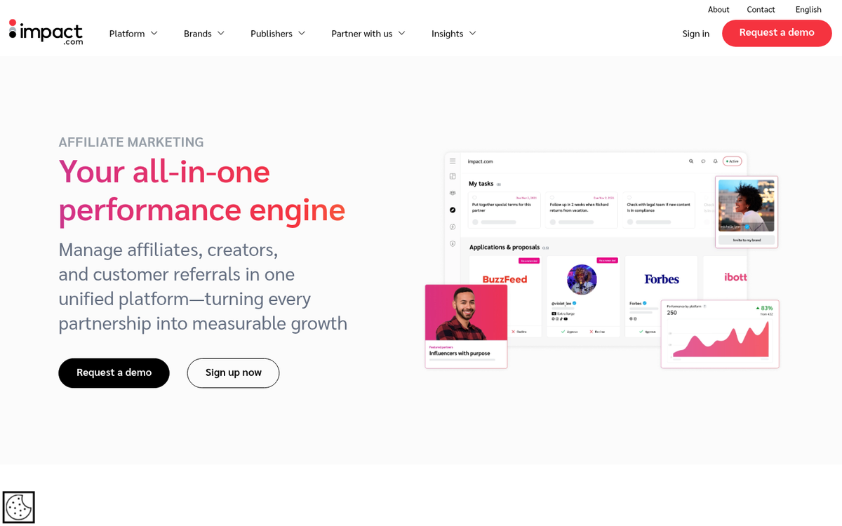 Impact affiliate marketing platform dashboard