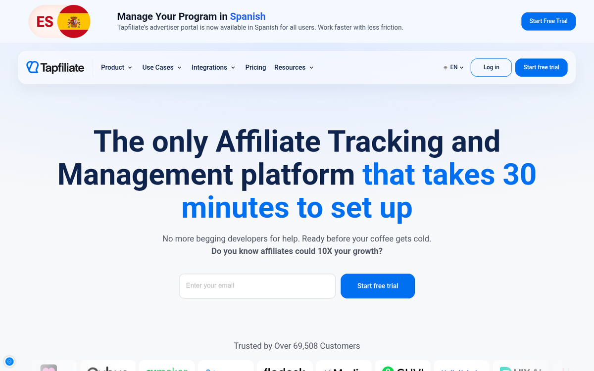 Tapfiliate affiliate marketing platform dashboard interface