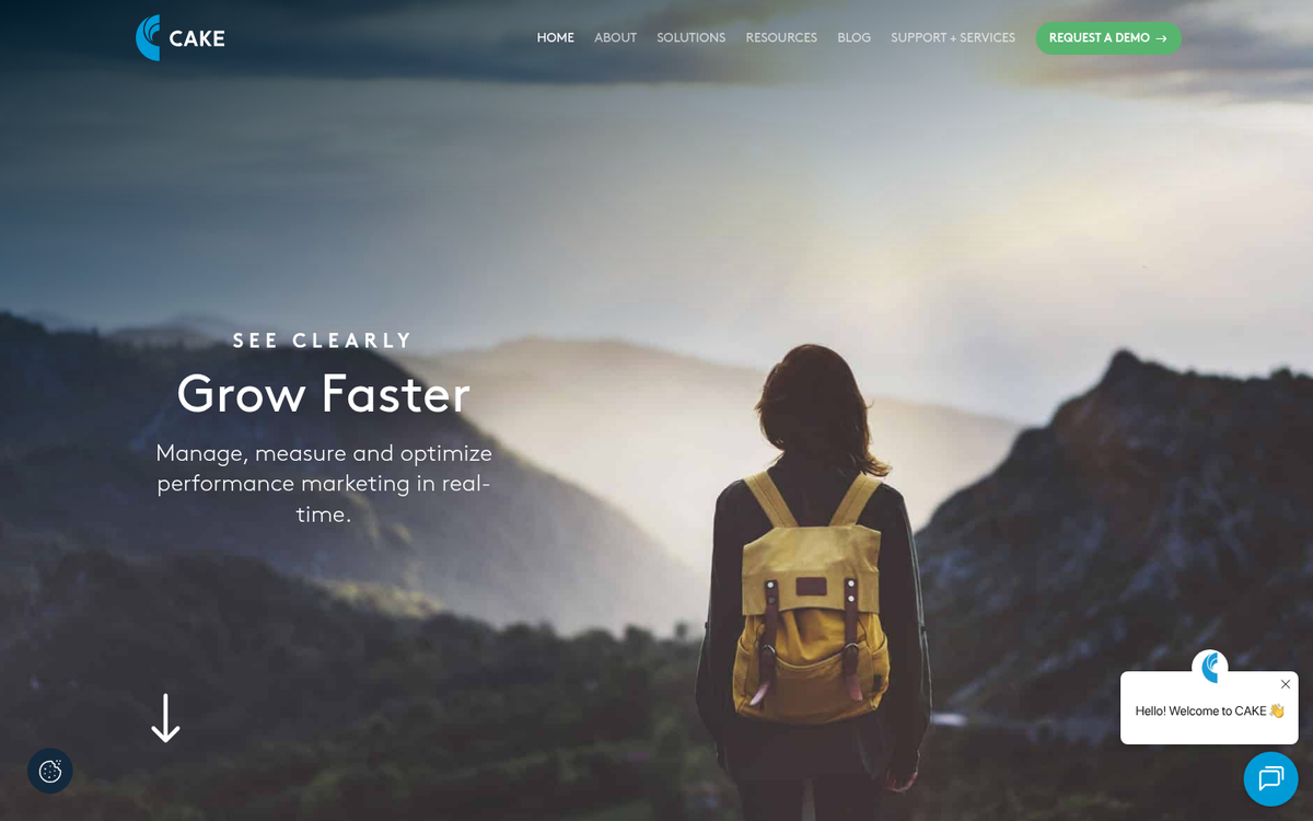 Cake affiliate marketing platform dashboard interface