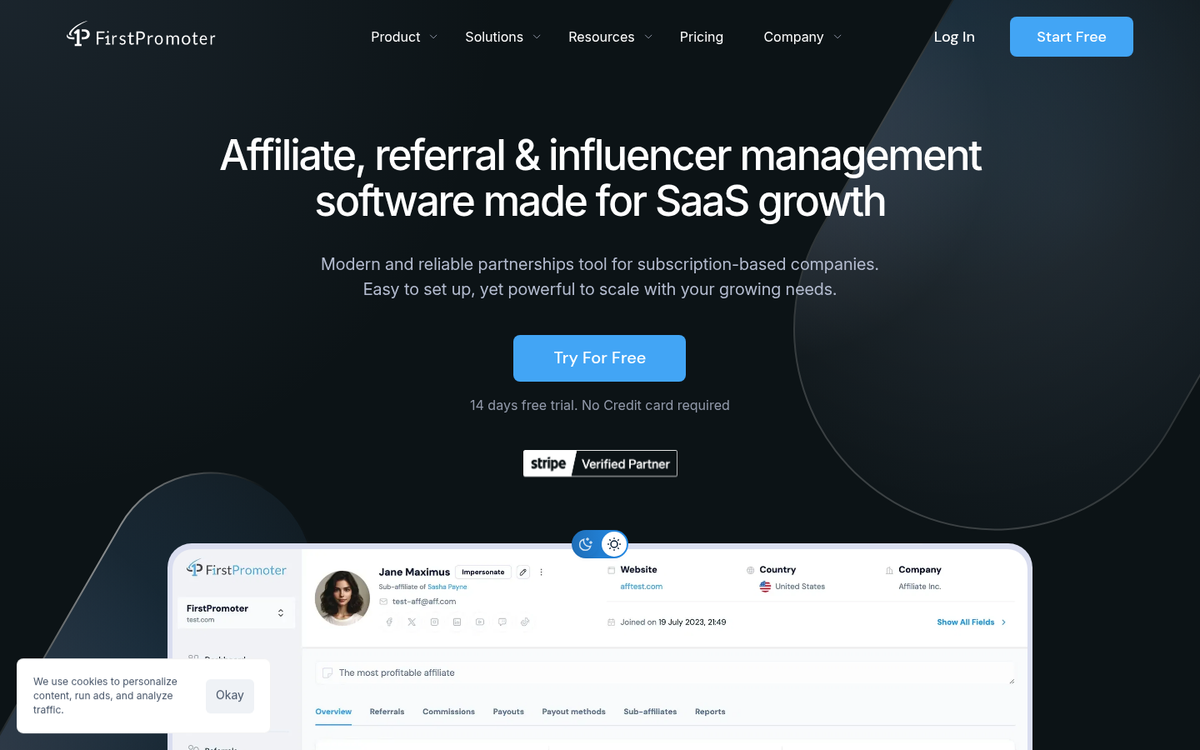 FirstPromoter affiliate marketing platform dashboard interface