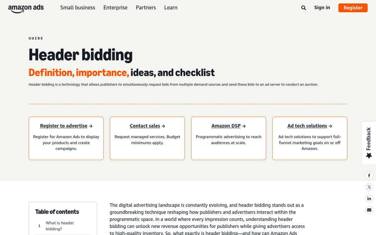 Amazon Publisher Services UAM dashboard interface