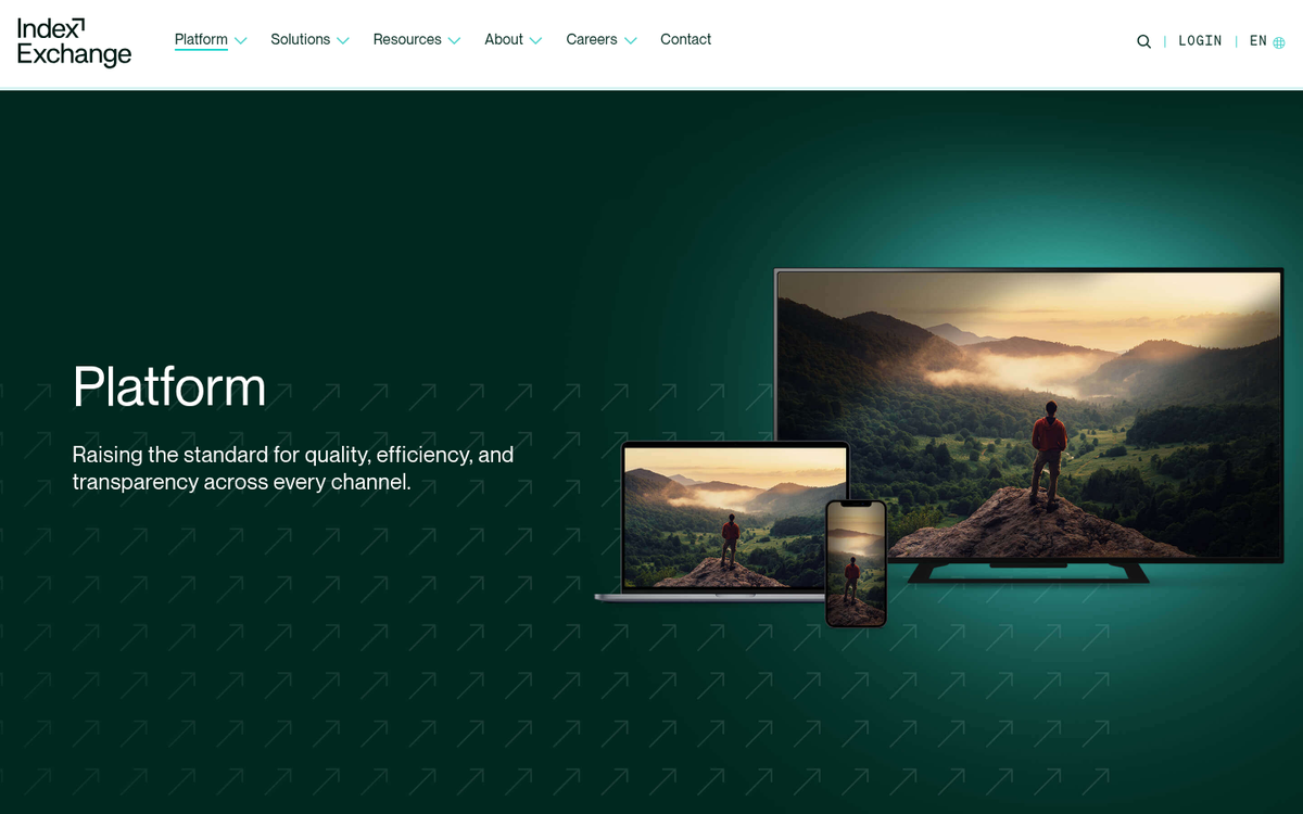 Index Exchange CPM ad network platform homepage