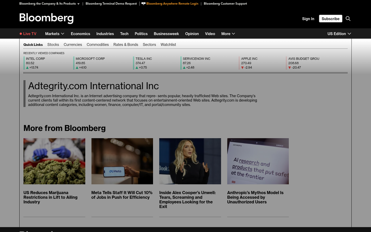 Adtegrity CPM ad network platform homepage