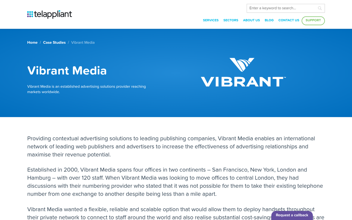 Vibrant Media CPM ad network website