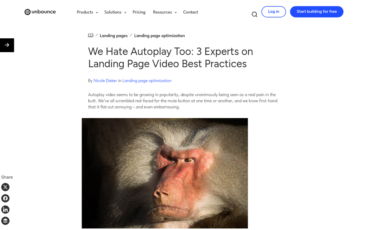 Autoplaying video on a landing page