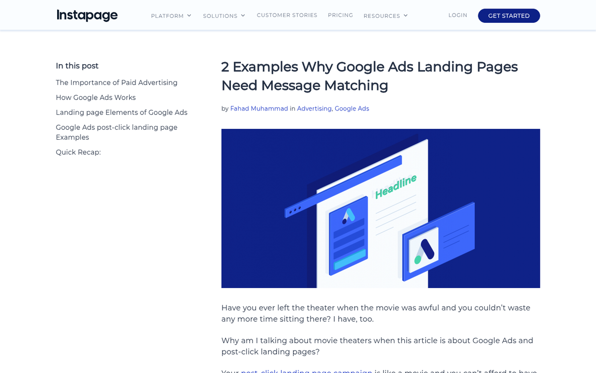 Mismatched ad and landing page comparison