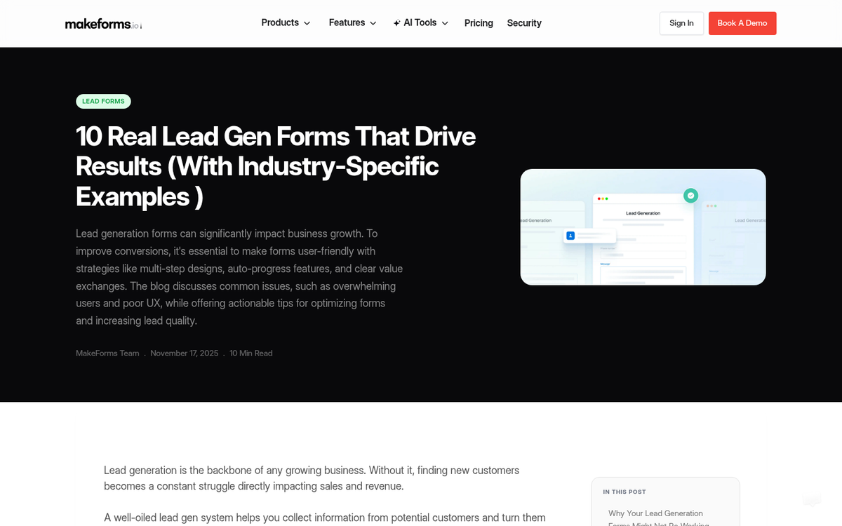 Landing page form with too many fields