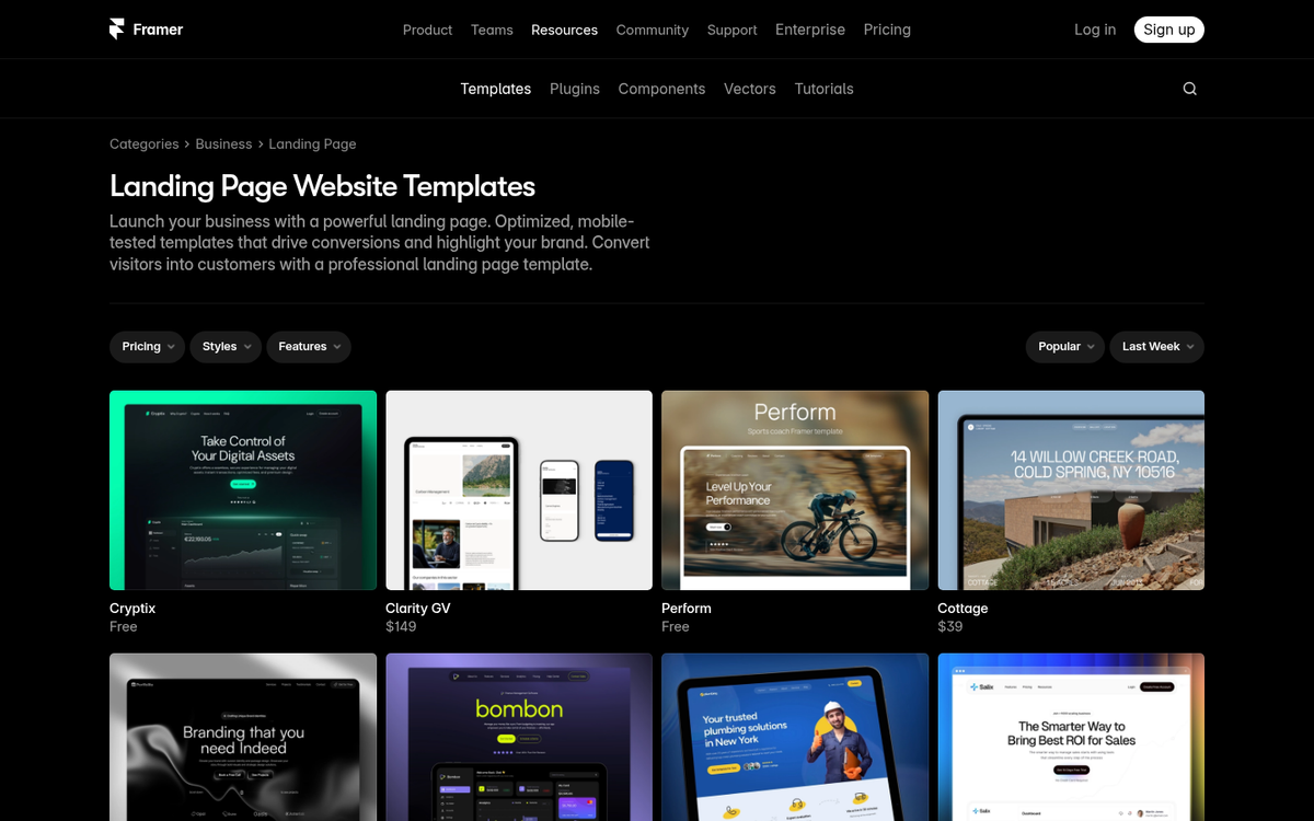 Landing page template design layout example
