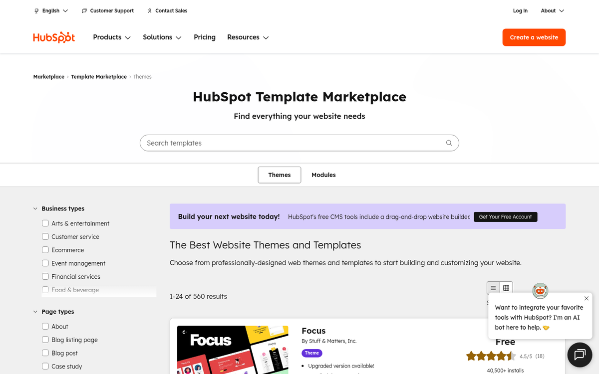 Landing page template collection website screenshot